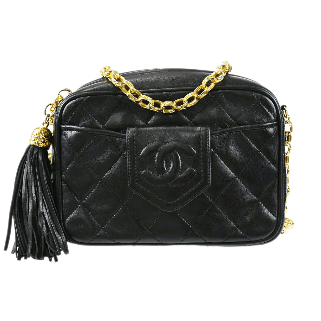 Chanel V Stitch Bijou Chain Shoulder Bag Fringe Black Lambskin – AMORE  Vintage Tokyo