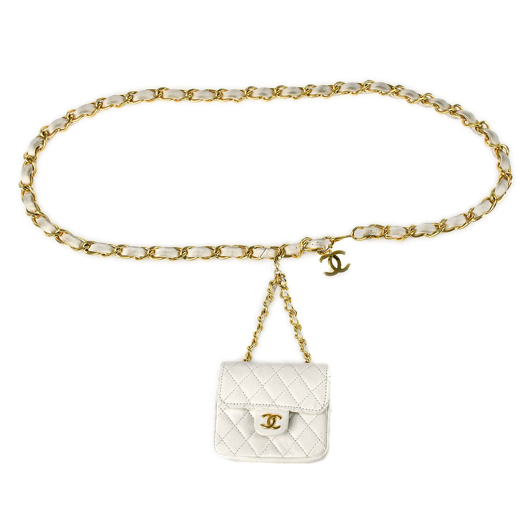 Chanel Classic Flap Micro Bum Belt Bag Chain White Lambskin – AMORE Vintage  Tokyo