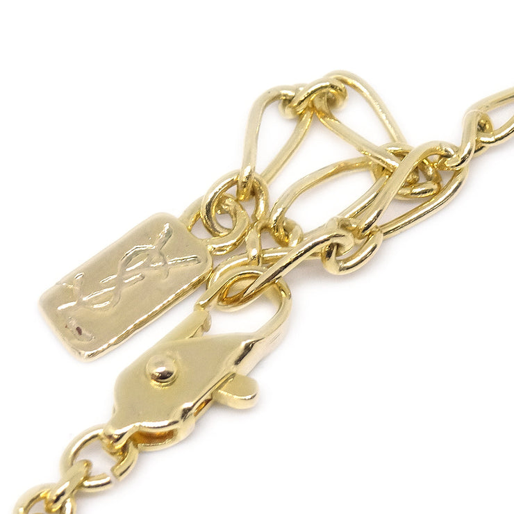 Yves Saint Laurent Crystal & Gold Logo Chain Pendant Necklace