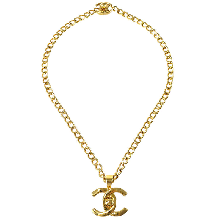 Chanel Turnlock Gold Chain Necklace 96P