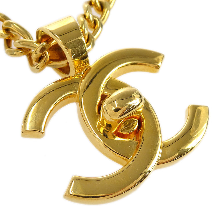 Chanel Turnlock Gold Chain Necklace 96P