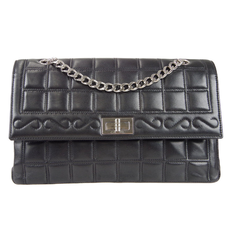 Chanel 2000-2001 Mademoiselle Lock Straight Flap Medium Black