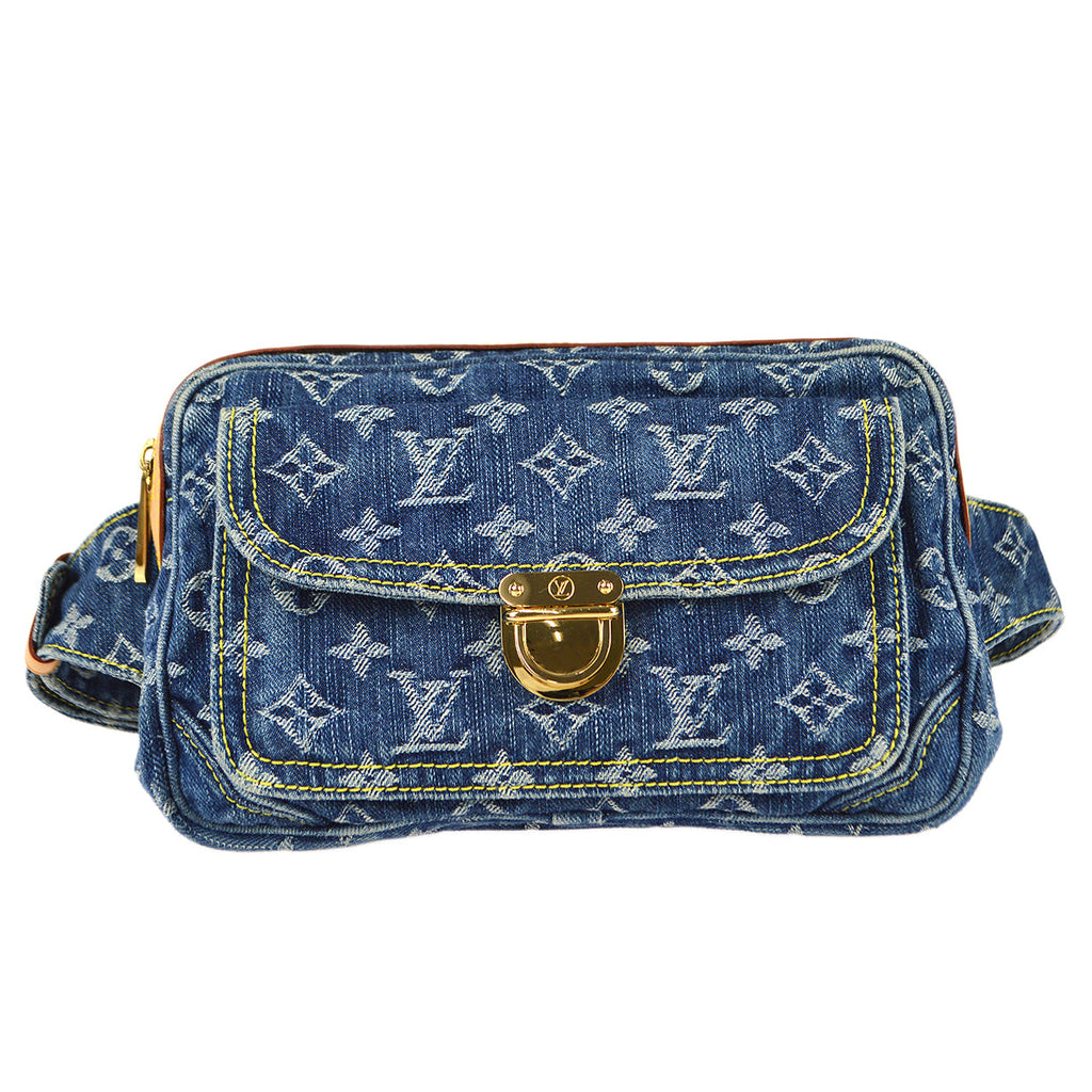 LOUIS VUITTON Monogram Denim Bum Bag Belt Body Bag Blue M95347
