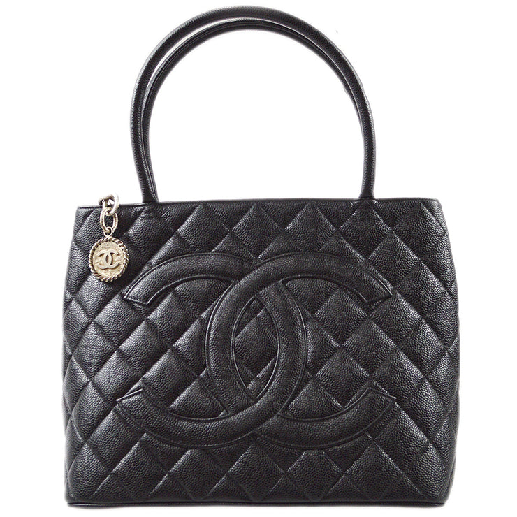 Chanel 2000-2001 Medallion Tote SHW Black Caviar