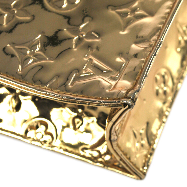 LOUIS VUITTON Alma Gold Monogram Vinyl Mirror Gold Hardware Top Handle Tote  Bag