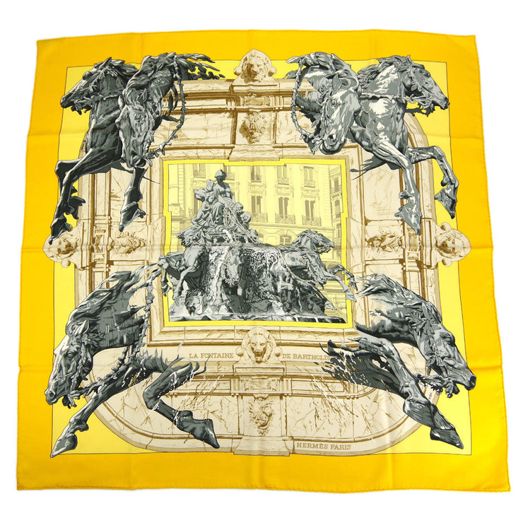 爱马仕（Hermes）Carre 90 La Fontaine de Bartholdi围巾黄色– AMORE
