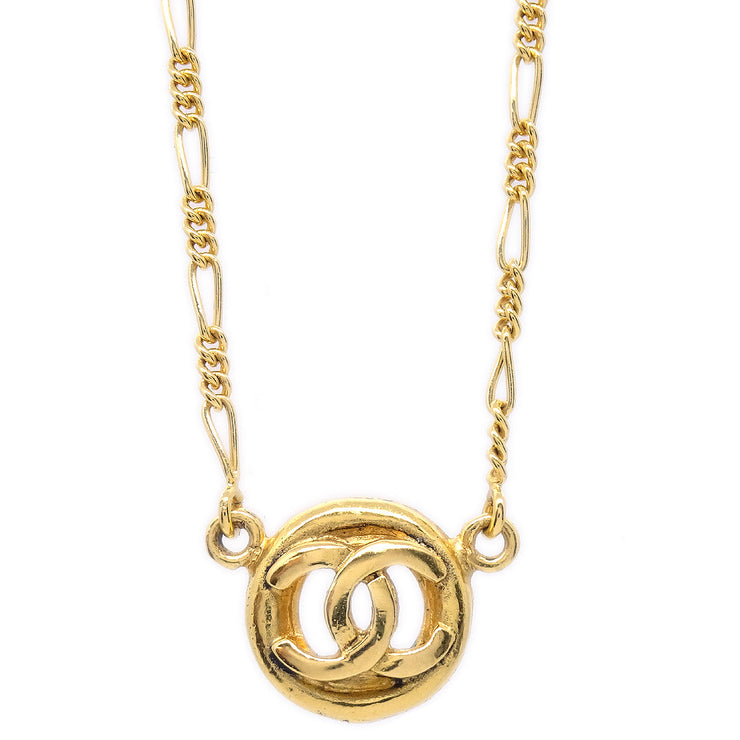 Chanel 1983 Round CC Gold Chain Pendant Necklace