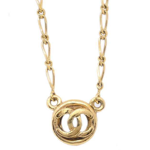 Authentic Vintage CHANEL Gold Plated Big Medallion Charm Chain 