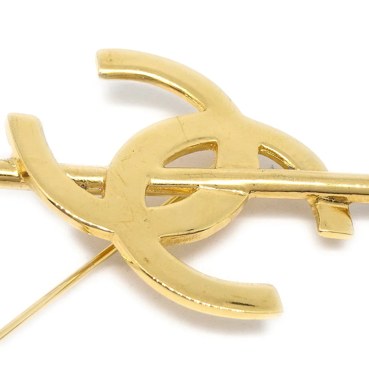 Chanel 1993 CC和Arrow Brooch Pin Gold 93p