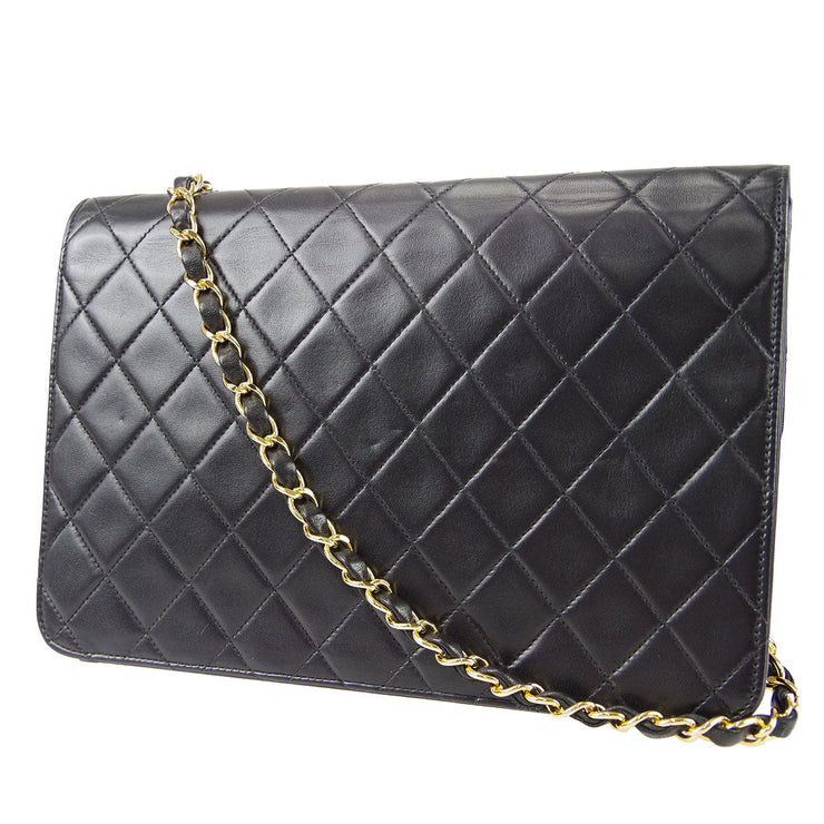 Chanel 2000-2001 Half Flap Medium Black Lambskin