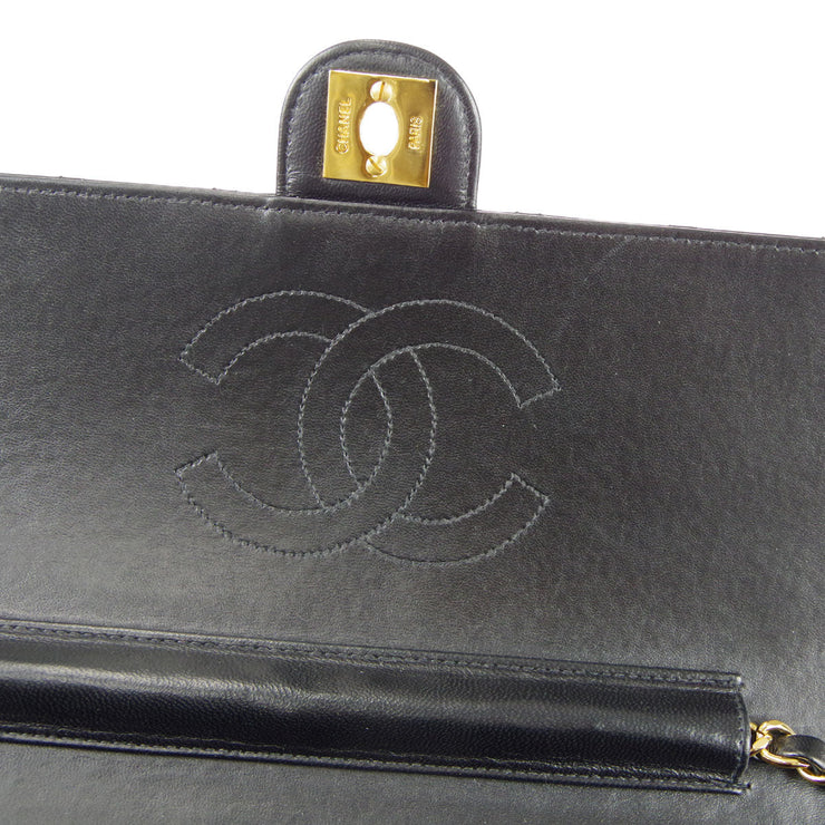 Chanel 2000-2001 Half Flap Medium Black Lambskin