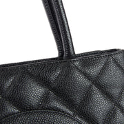 Chanel Medallion Quilted Tote Handbag Black Caviar