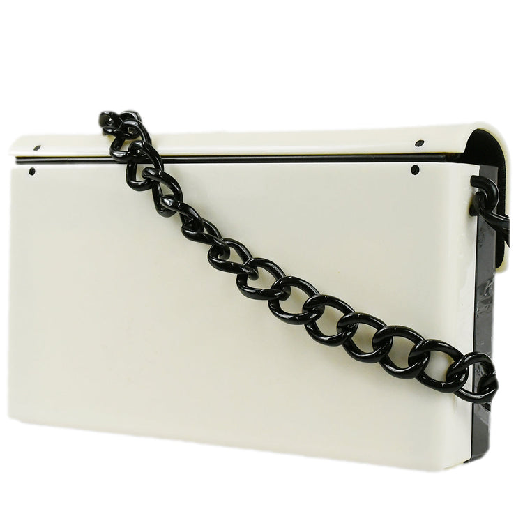 Chanel Plastic Chain Shoulder Bag Bi-color Black White