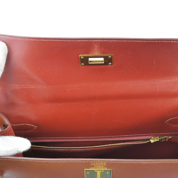 A 28CM BRIQUE CALFBOX LEATHER SELLIER KELLY BAG, HERMÈS, 1996