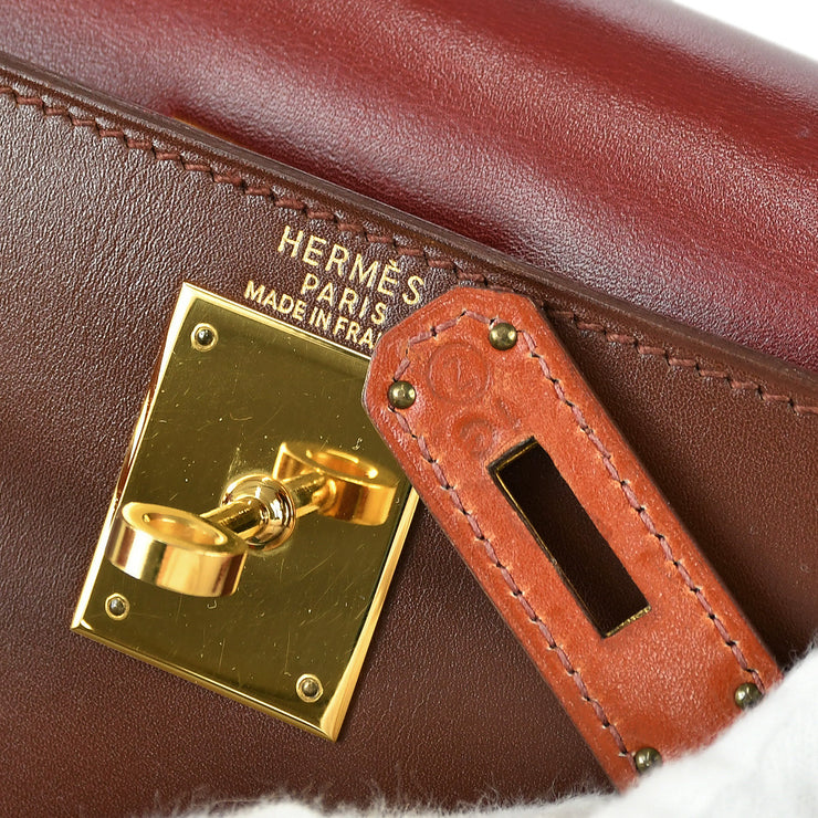 Hermes Vintage Tricolor Box Calf Kelly 32 Hermes