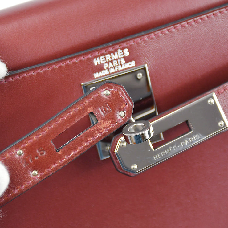 Hermes Kelly 28 Sellier 2way Handbag Purse Rouge H Box calf 27.S