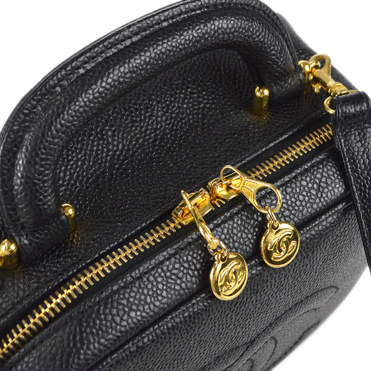 Chanel 1996-1997 Timeless Lunch Box Vanity Handbag 20 Black Caviar