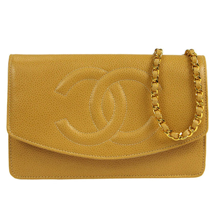 Chanel * 1994-1996 Timeless WOC Chain Wallet Beige Caviar