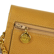 Chanel * 1994-1996 Timeless WOC Chain Wallet Beige Caviar