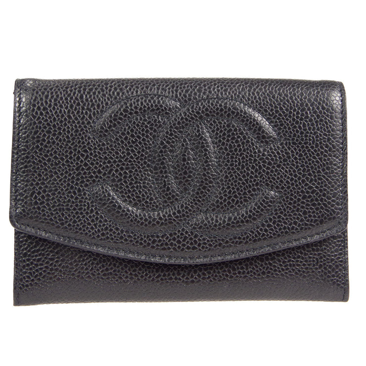 Chanel * 1991-1994 Timeless Long Wallet Black Caviar