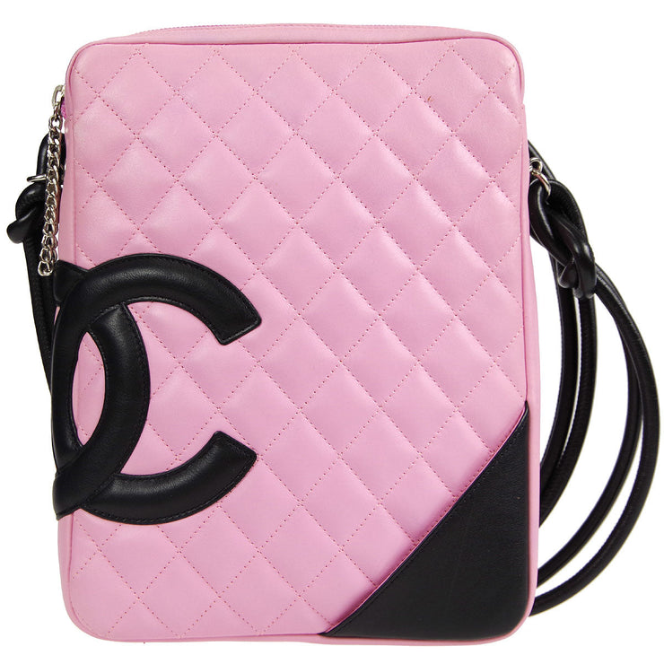 Chanel * 2004-2005 Cambon Ligne Shoulder Bag 20 Pink Calfskin