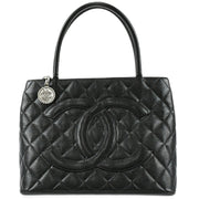 Chanel Medallion Tote Handbag Black Caviar