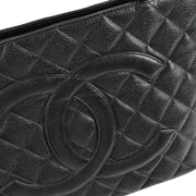 Chanel Medallion Tote Handbag Black Caviar