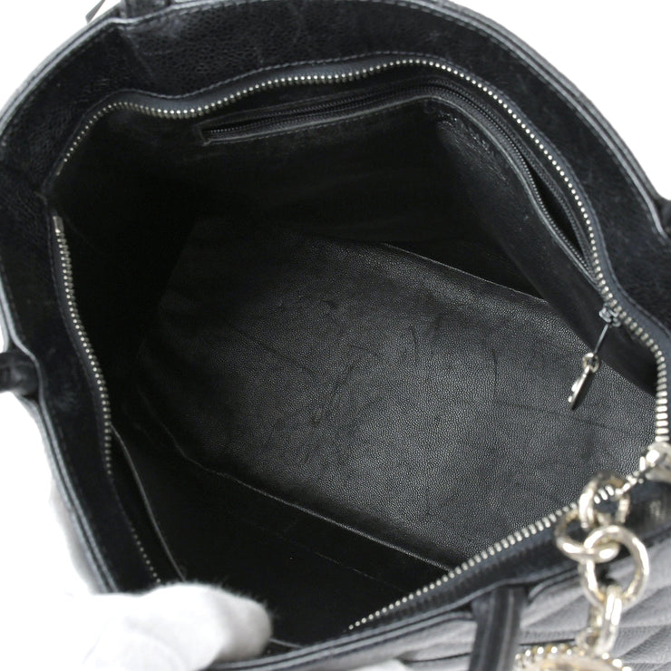 Chanel Medallion Tote Handbag Black Caviar