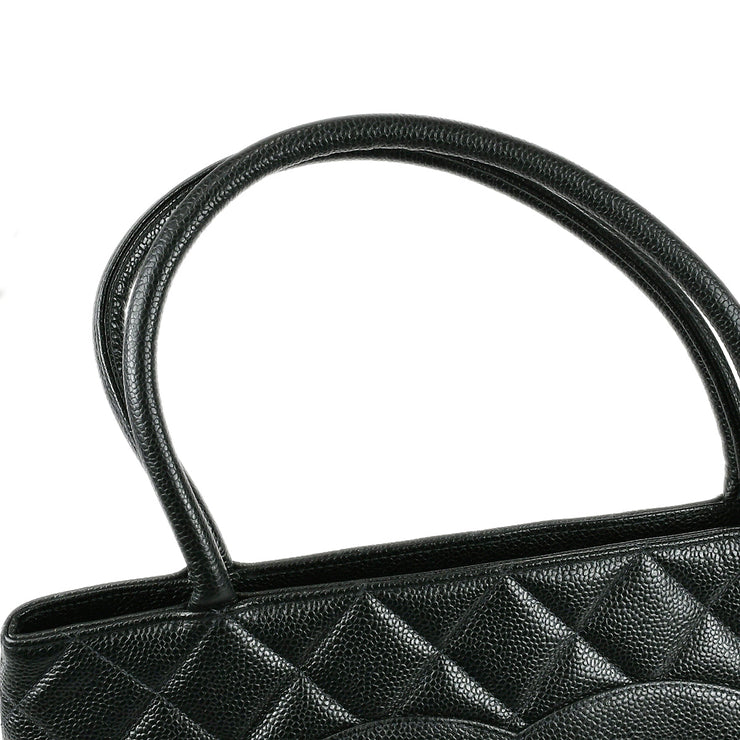 Chanel Medallion Tote Handbag Black Caviar