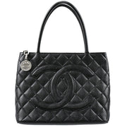 Chanel Medallion Tote Handbag Black Caviar