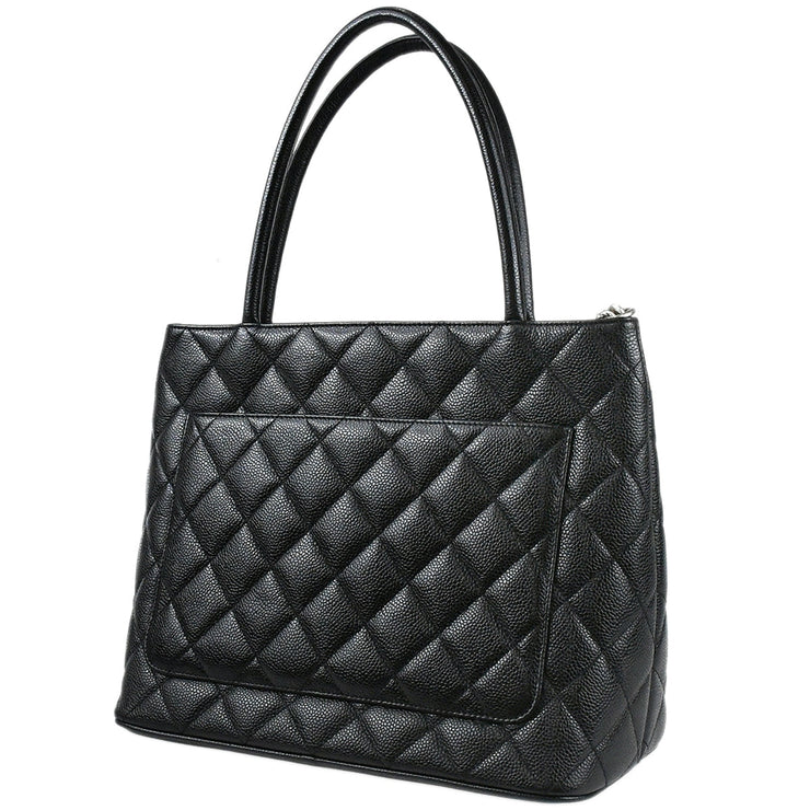 Chanel Medallion Tote Handbag Black Caviar