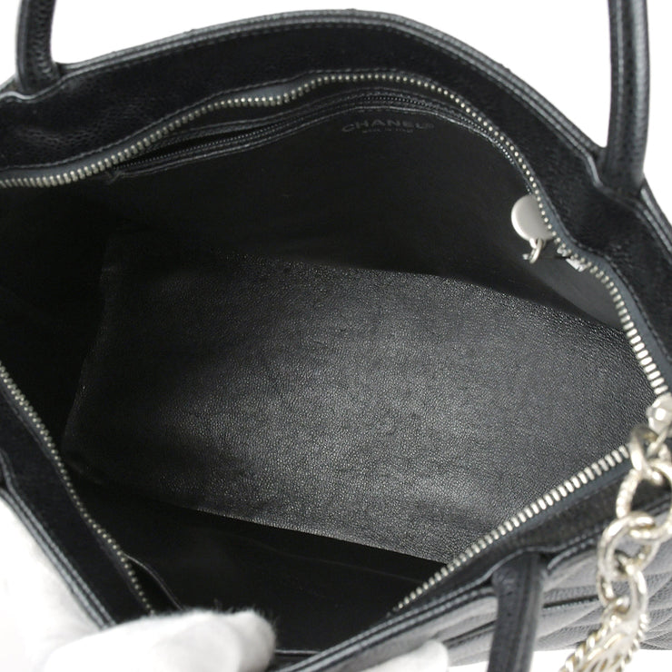 Chanel Medallion Tote Handbag Black Caviar