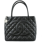 Chanel Medallion Tote Handbag Black Caviar