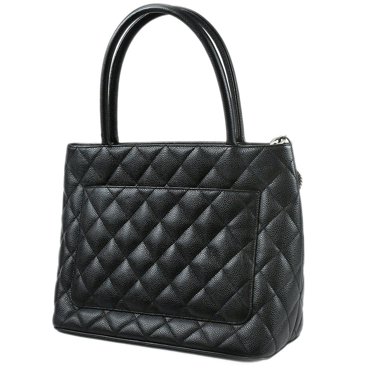 Chanel Medallion Tote Handbag Black Caviar