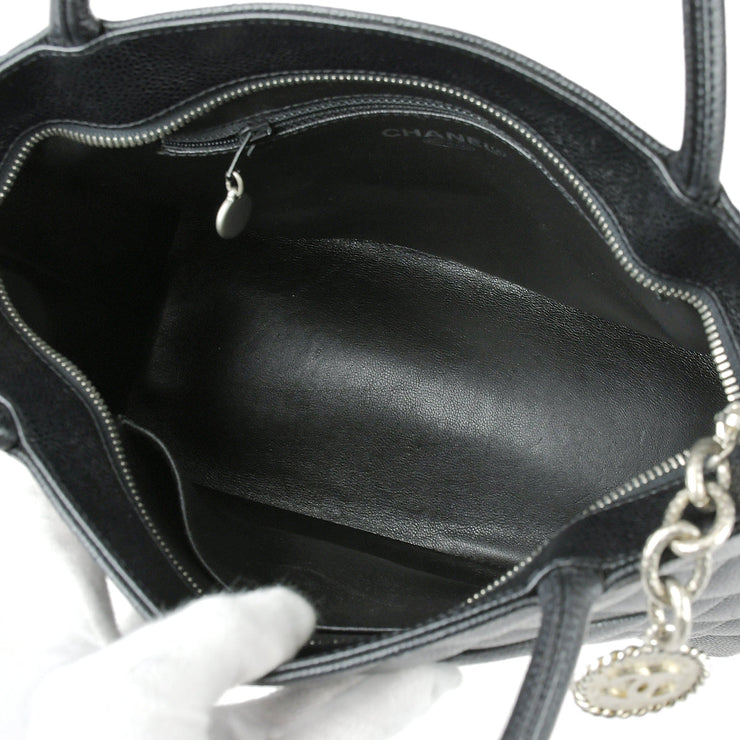 Chanel Medallion Tote Handbag Black Caviar