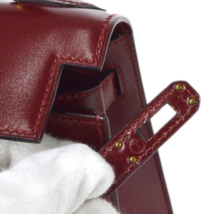 Rouge H Box Calf Mini Kelly Sellier 20 Shoulder Bag Gold Hardware, 1970