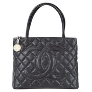 Chanel 2000-2001 Medallion Tote Handbag Black Caviar