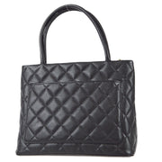 Chanel 2000-2001 Medallion Tote Handbag Black Caviar