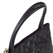 Chanel 2000-2001 Medallion Tote Handbag Black Caviar