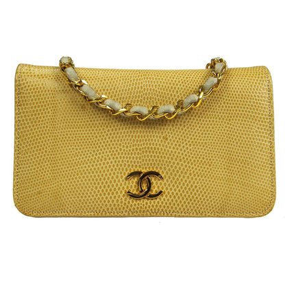 Chanel * 1986-1988 Pushlock Full Flap Mini Beige Lizard Skin