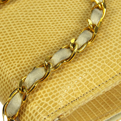 Chanel * 1986-1988 Pushlock Full Flap Mini Beige Lizard Skin