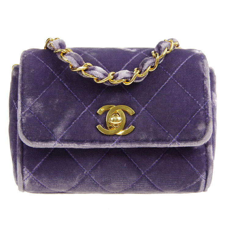 Chanel * 1994-1996 Cube Straight Flap Mini Purple Velvet