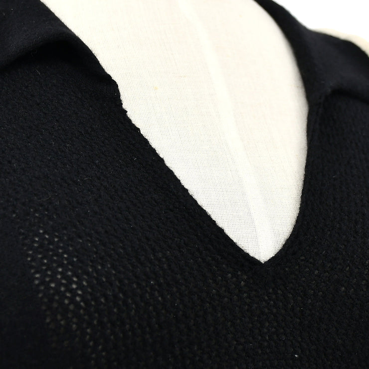 Chanel CC Logo Cashmere Knit T-Shirt Ivory Black