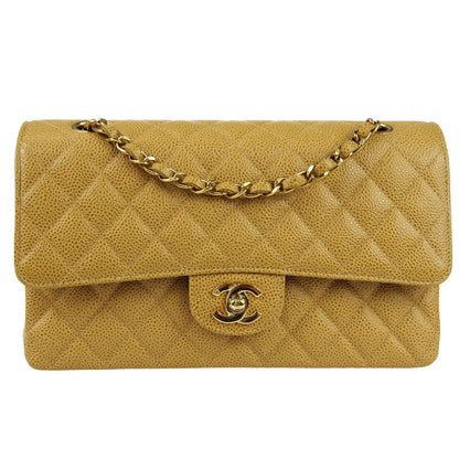 Chanel 2000-2001 Classic Double Flap Medium Beige Caviar
