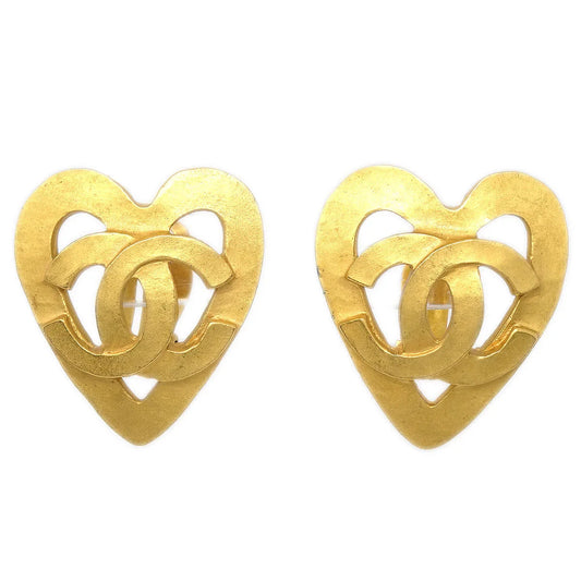 Chanel 1995 Heart Earrings Gold Clip-On 95P
