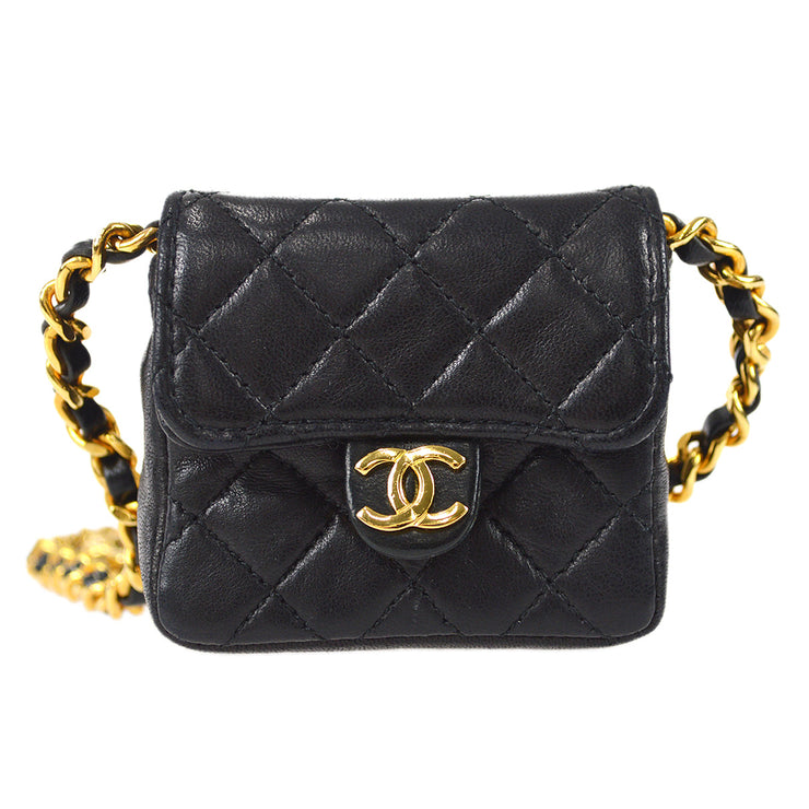 CHANEL, Bags, Authentic Chanel Cc Classic Flap Micro Bag Pouch Purse Black  Lambskin