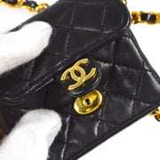 Chanel 1989-1991 Classic Flap Micro Black Lambskin