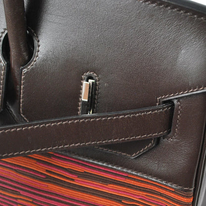 爱马仕伯金（Hermes Birkin）35 2006手提包颤音小牛紫色橙色ebene
