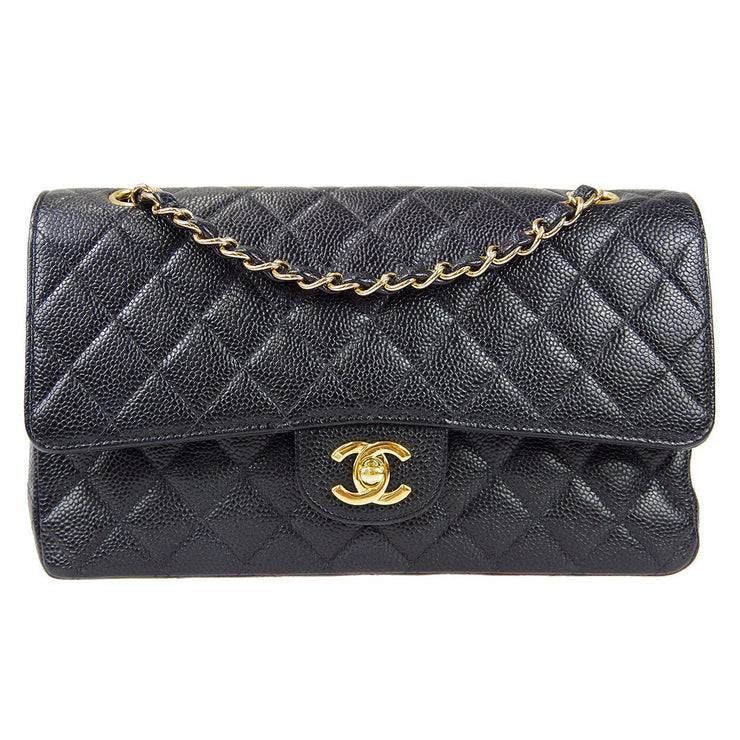 Chanel Classic Double Flap Medium Chain Shoulder Bag Black Caviar – AMORE  Vintage Tokyo
