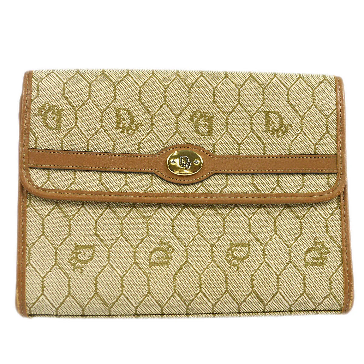 Christian Dior 1980s Honeycomb Clutch Bag Beige